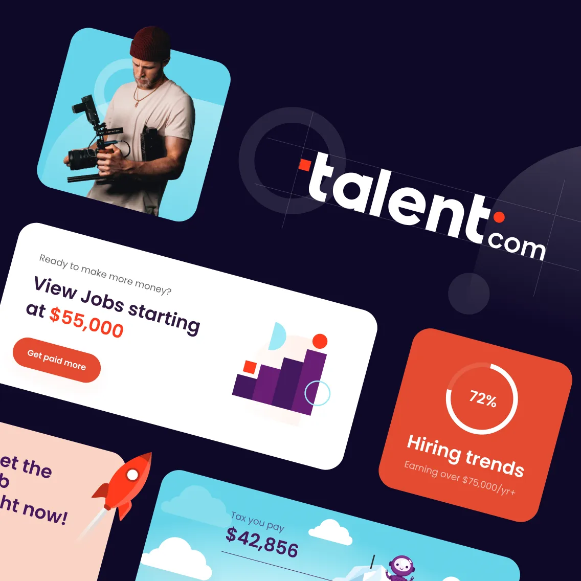 A visual representation of Talent.com, a job board connecting job seekers with employers for career opportunities.
